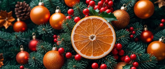 Poster - elegant orange theme Christmas season abstract background concept backdrop illustration cartoon