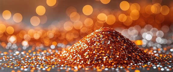 Poster - elegant orange theme glitters and bokeh abstract background concept backdrop illustration cartoon