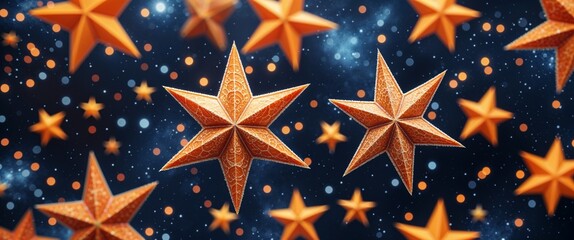 Poster - elegant orange theme stars in space abstract background concept backdrop illustration cartoon