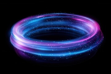 Poster - Luminous Ring of Energy with Swirling Light Trails in Blue and Magenta on a Dark Background for Futuristic Design