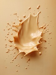 Poster - Captivating splash of creamy tan liquid against a harmonious monochrome backdrop showcasing dynamic motion and elegant form in a studio setting