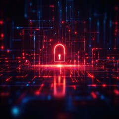 Poster - Digital security concept with glowing padlock on abstract network background cybersecurity technology