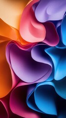 Poster - Abstract Colorful Paper Art Design with Swirling Shapes and Dynamic Lighting for Creative Backgrounds