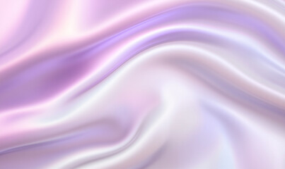 Poster - Silky fabric with fluid texture and soft waves. Abstract background with smooth folds of iridescent fabric in pastel colors