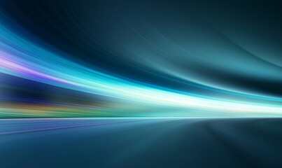 Poster - Abstract Light Trails with Motion Blur. Abstract background with light trails in blue and teal colors. Abstract light trails create a sense of speed and movement