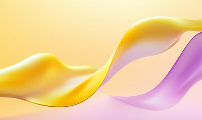 Poster - Abstract flowing fabric with smooth waves in yellow and purple colors. Abstract design with smooth flowing fabric in yellow and purple colors