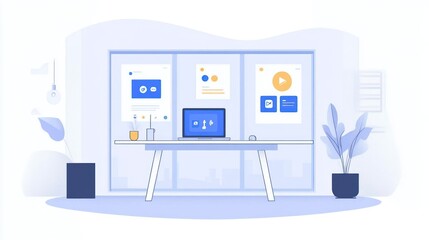 Poster - Modern Workspace, Digital Design Collaboration, Calm Office