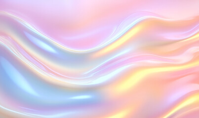Poster - Abstract waves background with iridescent highlights. Abstract background with smooth iridescent waves. Abstract iridescent waves with pink yellow and blue highlights