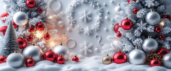 Poster - elegant white theme Christmas season abstract background concept backdrop illustration cartoon
