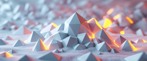 Poster - elegant white theme glowing neon polygons abstract background concept backdrop illustration cartoon