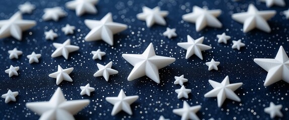 Poster - elegant white theme stars in space abstract background concept backdrop illustration cartoon