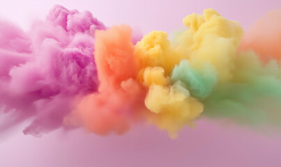 Poster - Colorful smoke explosion with pink orange yellow and green smoke. Abstract colorful smoke background