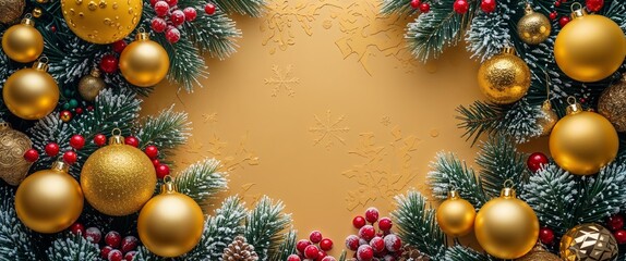 Poster - elegant yellow theme Christmas season abstract background concept backdrop illustration cartoon