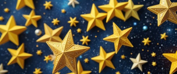 Poster - elegant yellow theme stars in space abstract background concept backdrop illustration cartoon