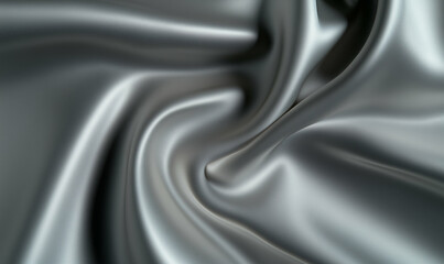 Poster - Silk fabric with smooth texture. Silver silk fabric with soft folds. Abstract background of silver silk