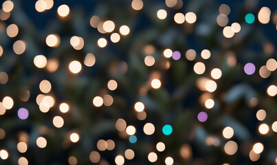 Poster - Bokeh lights background with graphic design elements. Abstract bokeh lights creating a festive and dreamy atmosphere. Bokeh lights pattern
