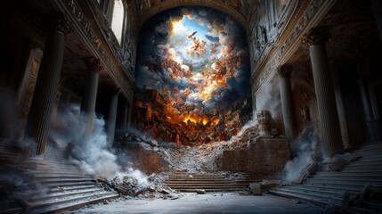 Poster - Ancient roman wall art transformation villa interior digital artwork historical dramatic captivating atmosphere