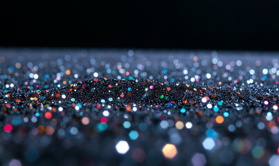 Poster - Sparkling glitter background with colorful bokeh. Glitter texture with colorful bokeh effect. Abstract glitter background