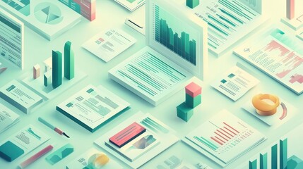 Poster - Isometric business data visualization