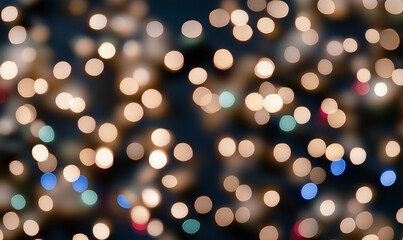 Poster - Blurred bokeh lights create an abstract background. Bokeh lights in the dark background