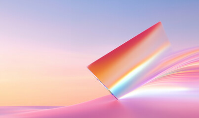 Poster - Abstract cube with colorful gradient and light effects. Abstract background with geometric shape and smooth lines