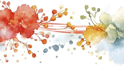 Poster - Charming watercolor featuring abstract floral elements with expressive brushstrokes and gentle color transitions creating a dreamy botanical aesthetic