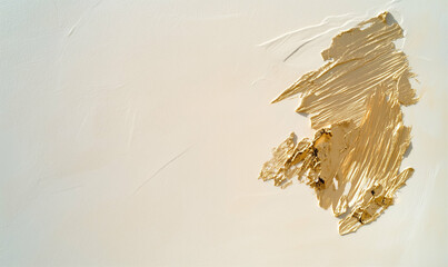 Poster - Gold paint texture on white background. Abstract gold paint strokes. Gold paint art texture