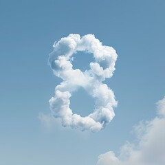 Wall Mural - fluffy cloud number eight in blue sky