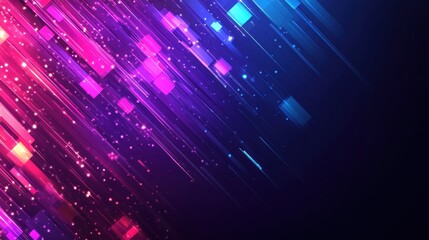 Poster - Dynamic digital background with vibrant pink and blue geometric shapes and light trails for modern technology