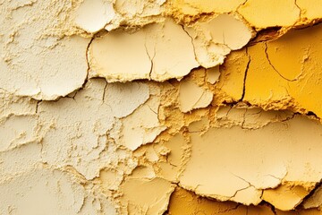 Poster - abstract texture of cracked dry earth in warm yellow tones creating a natural organic pattern for ba