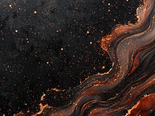 Poster - Elegant black and brown marble surface showcasing natural patterns and unique veins in a luxurious design element