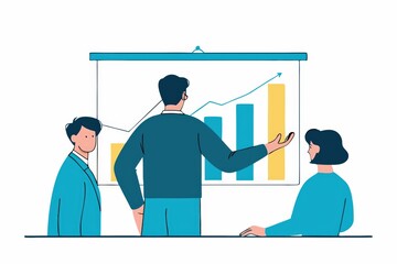 Poster - A person presents a growth chart to an audience during a business meeting, emphasizing data trends and insights.