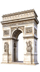 Poster - Arc de Triomphe, historic Parisian monument, standing tall with detailed sculptural elements against transparent backdrop