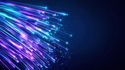Poster - Mesmerizing blue and purple light streaks creating an ethereal atmosphere full of energy and movement in the darkness