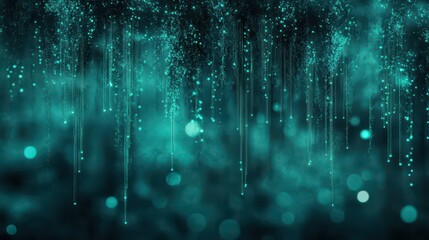 Canvas Print - Futuristic neon jungle with glowing iridescent vines and fungal growths radiating soft teal light