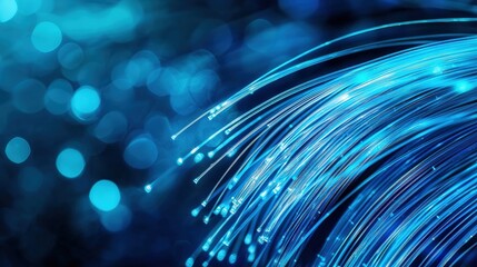Poster - Striking blue light streaks creating a sense of motion and energy against a dark background evoking a dynamic atmosphere