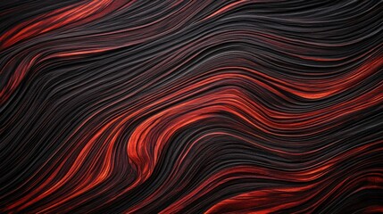 Poster - A vibrant red and black wavy pattern creating a dynamic and bold visual effect for modern design and artwork