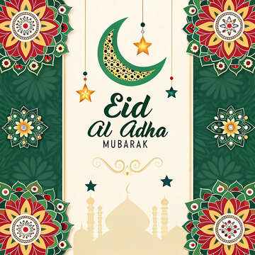 Eid Al Adha Mubarak Banner Illustration Design Template