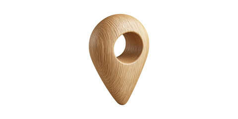 Poster - Wooden Map Location Pin Isolated on Transparent Background