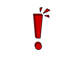 Poster - a bold red exclamation mark icon with sharp lines, representing urgency and alertness.