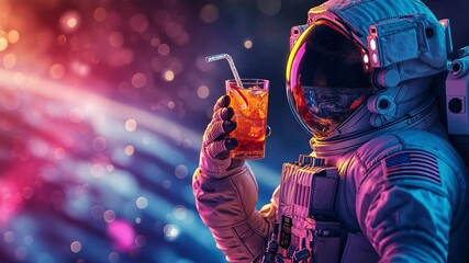 Aufkleber - This Enjoying a refreshing drink in zero gravity while floating in space above Earth.