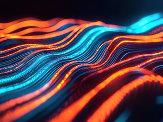 Aufkleber - Dynamic light waves displaying vivid colors abstract visual art digital environment close-up viewpoint