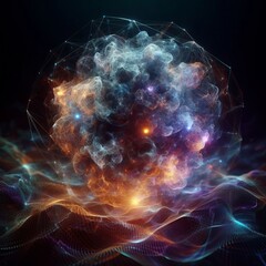 Wall Mural - volumetric light holograms rendered using volumetric light techn
