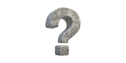 Poster - Stone-textured 3d question mark symbol isolated on transparent background