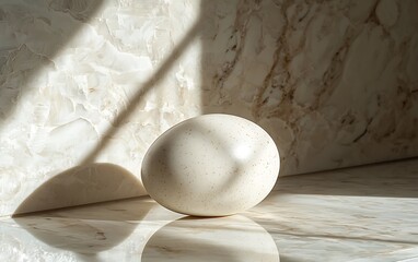 Aufkleber - Egg on marble, sunlight, shadows