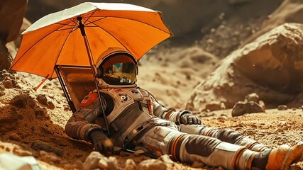 Aufkleber - This Passengers enjoy a moment of relaxation under an umbrella in a suborbital space setting.