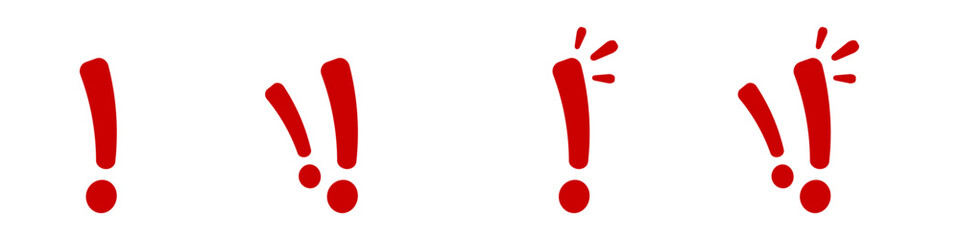 Poster - a set of four red exclamation marks, each with a unique design, symbolizing alertness.