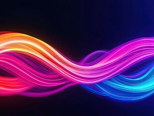 Aufkleber - Dynamic color flow abstract light waves in dark space digital art vibrant environment creative concept