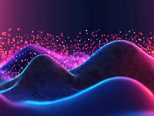 Aufkleber - Dynamic light waves creating visual harmony in a digital landscape abstract art modern aesthetics