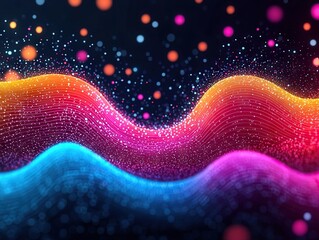 Aufkleber - Vibrant colorful waves dance in abstract digital art creative studio graphic design modern aesthetic